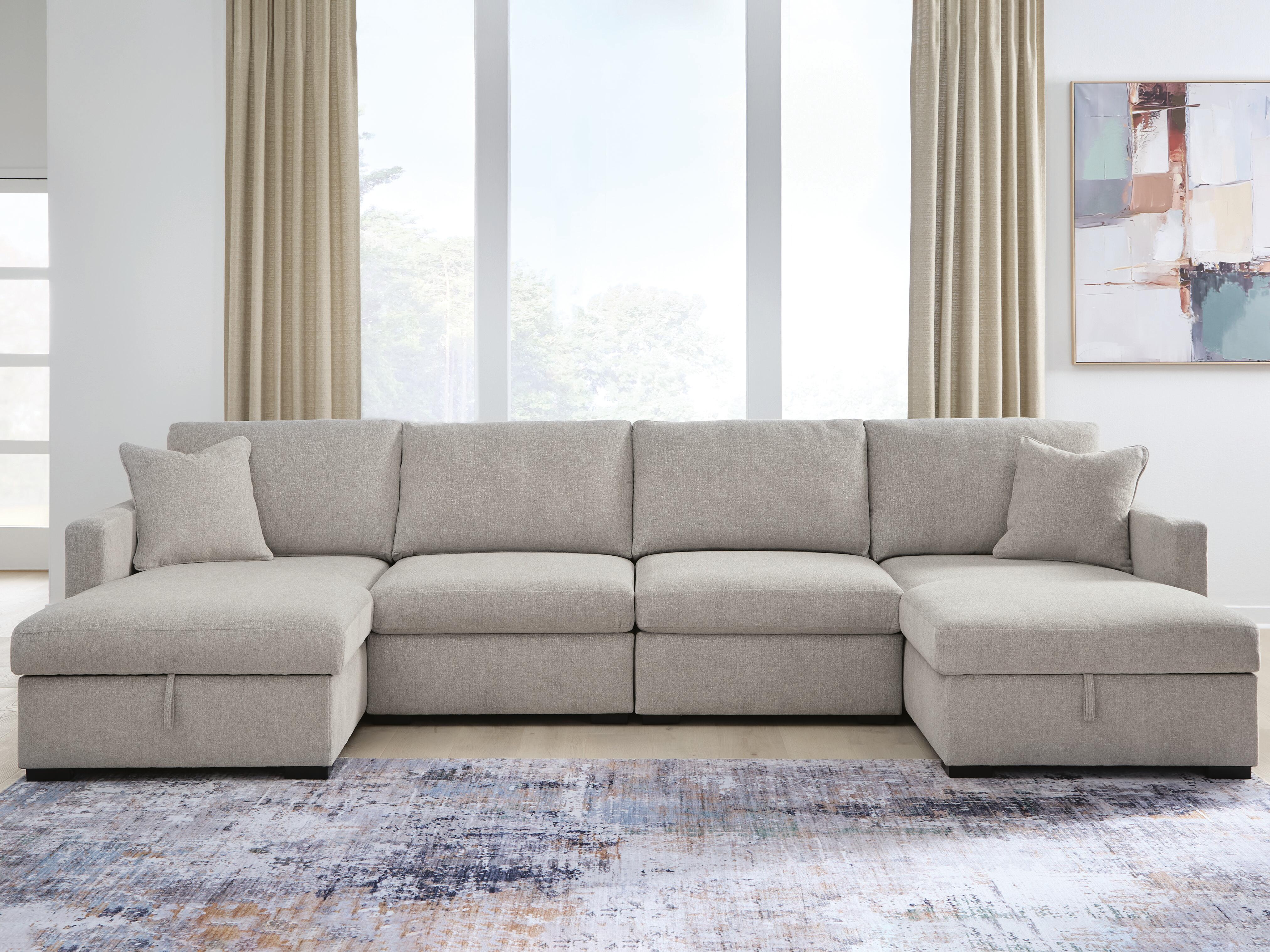 Best Furniture Outlet - Ashley Furniture - ModMax Luxe Sectional - RAF 4-Piece Double Storage Chaise Sectional / Flint - 68605S62