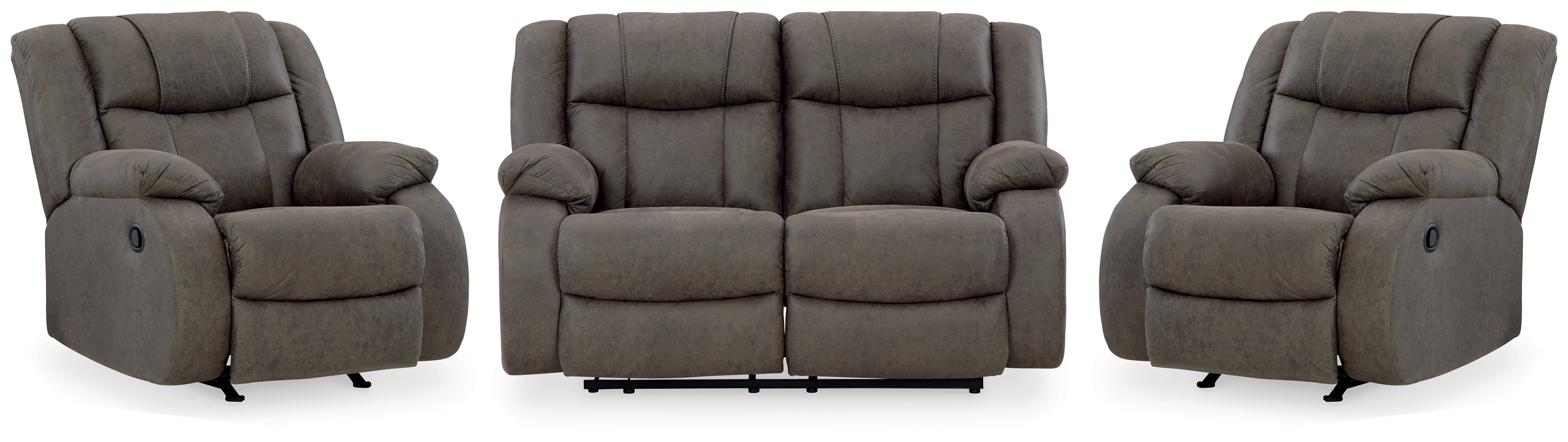 Best Furniture Outlet - Ashley Furniture - First Base Reclining Loveseat and 2 Recliners - Reclining Loveseat and 2 Recliners - 68804U3