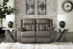 Best Furniture Outlet - Ashley Furniture - First Base Living Room - Reclining Loveseat / Gunmetal - 6880486