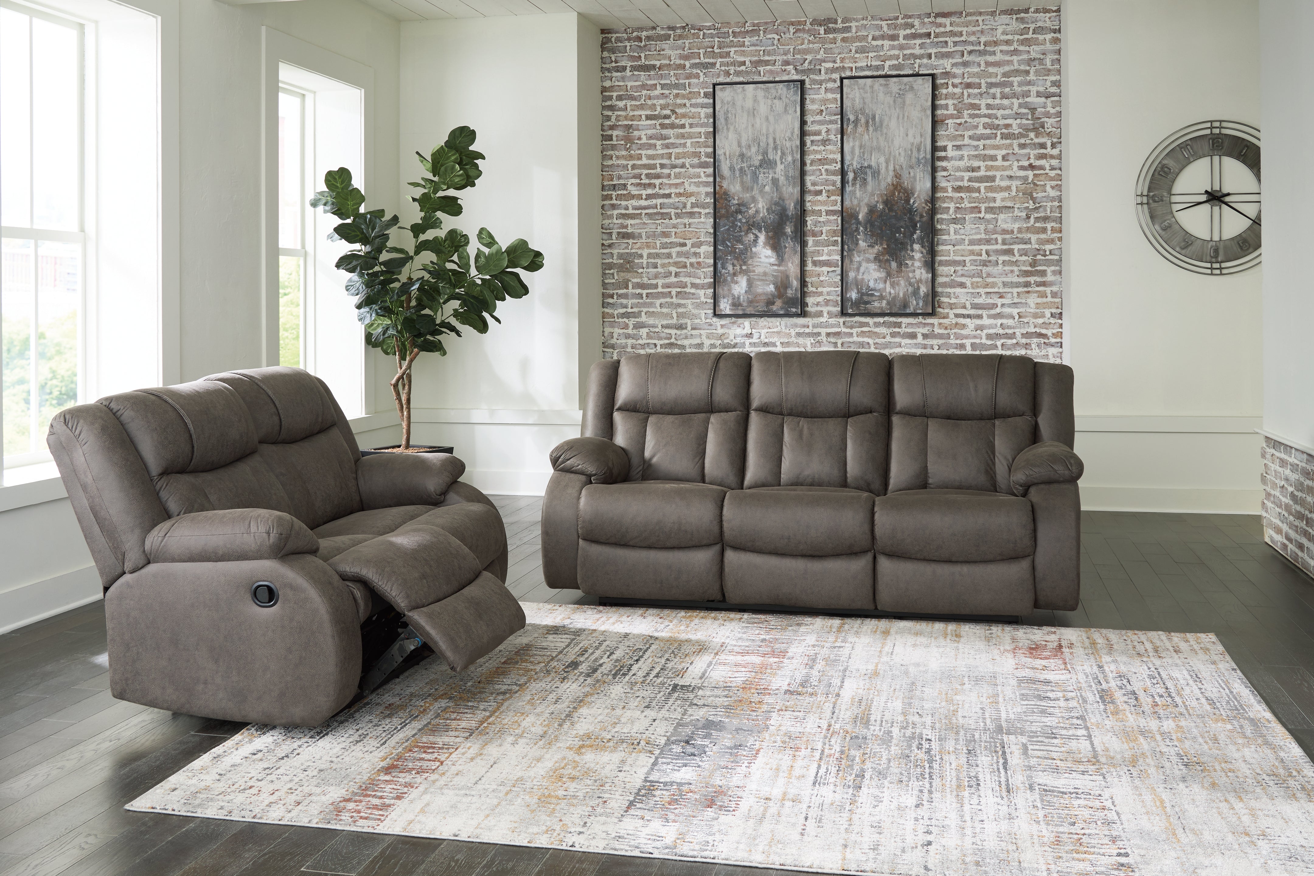 Best Furniture Outlet - Ashley Furniture - First Base Reclining Sofa and Loveseat - Reclining Sofa and Loveseat - 68804U1