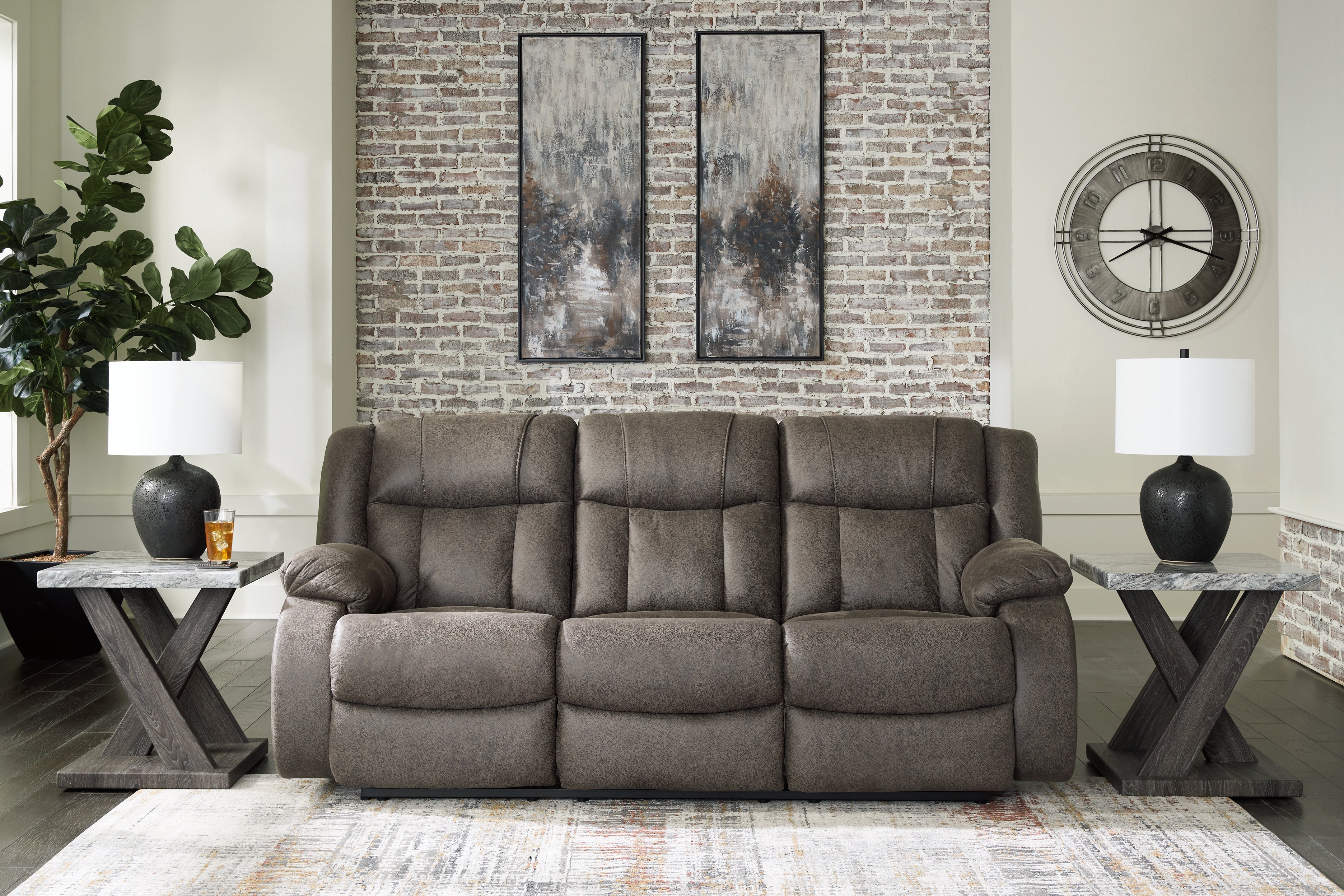 Best Furniture Outlet - Ashley Furniture - First Base Living Room - Reclining Sofa / Gunmetal - 6880488