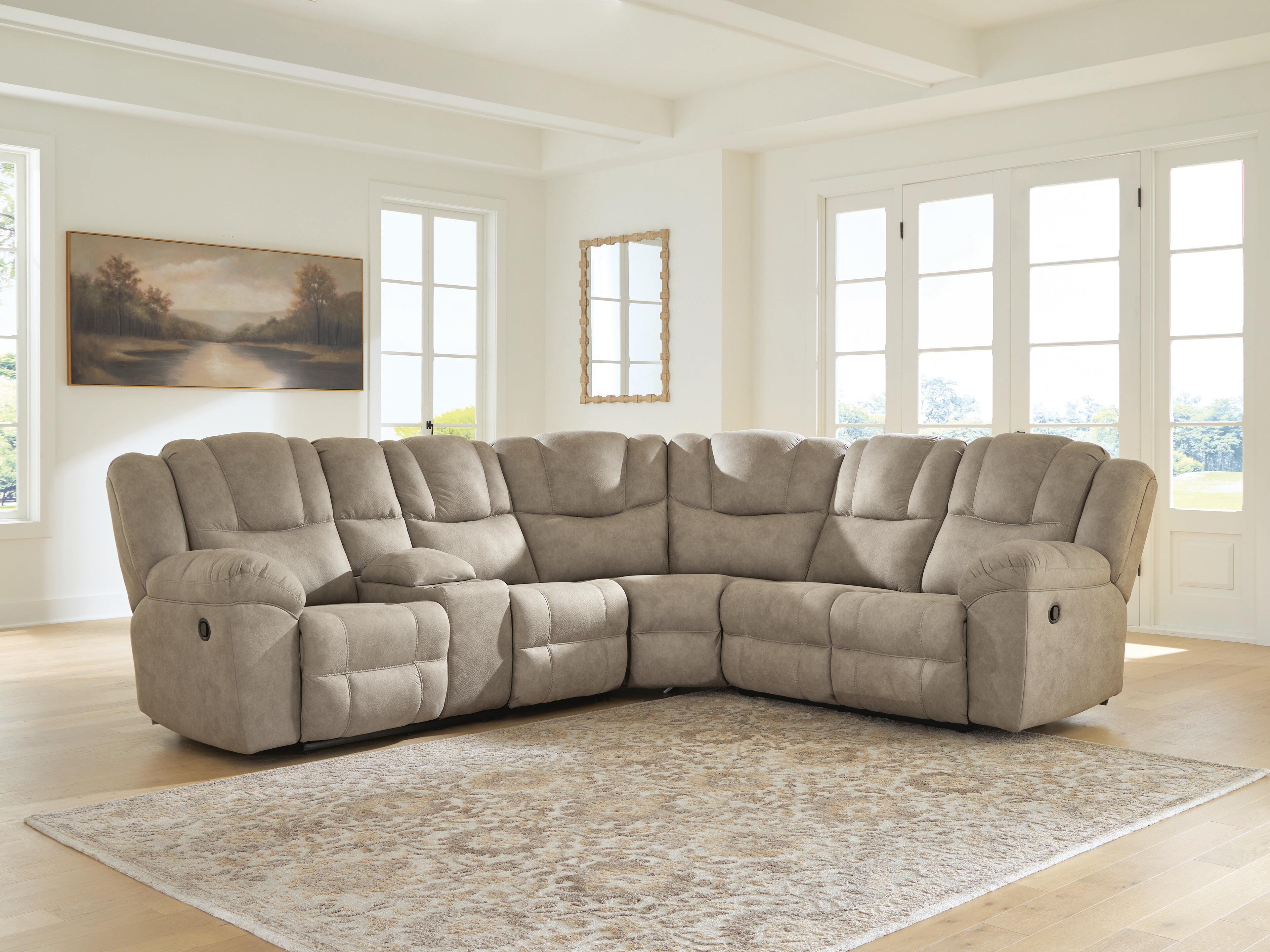 Best Furniture Outlet - Ashley Furniture - Pearce-Pike Sectional - 3-Piece Reclining Sectional with Console - PC69205S1