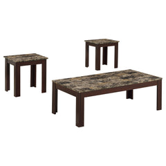 Best Furniture Outlet - Coaster - Rhodes 3-piece Faux Marble Top Coffee Table Set Brown - 700395