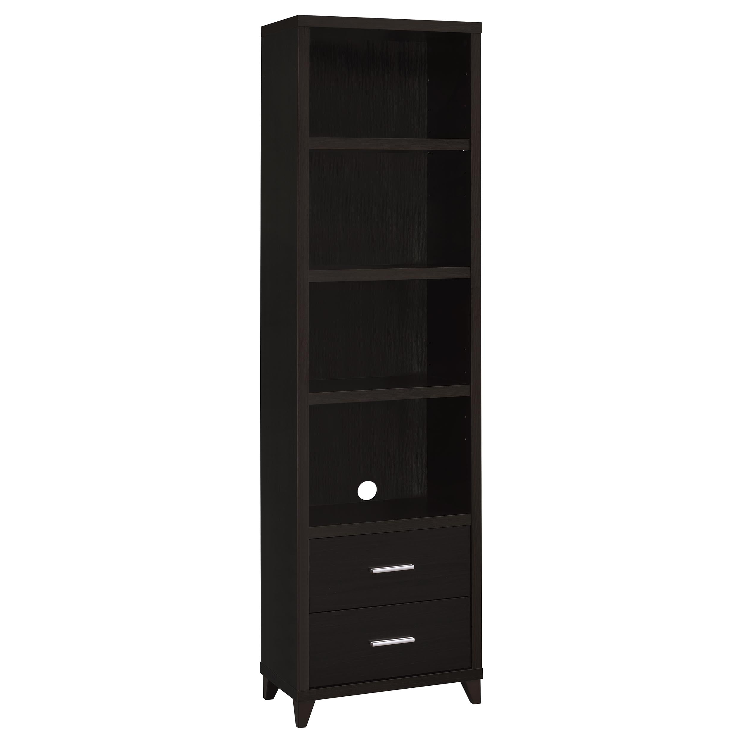 Best Furniture Outlet - Coaster - Lewes 4-shelf Engineered Wood Media Tower Cappuccino - 700882