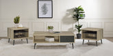 Best Furniture Outlet - Coaster - Welsh 3-piece Coffee and End Table Set Distressed Pine - 701038-S3