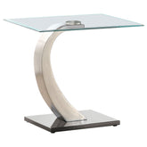 Best Furniture Outlet - Coaster - Pruitt Rectangular Glass Top Metal End Table Satin Silver - 701237
