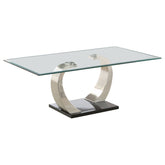 Best Furniture Outlet - Coaster - Pruitt Rectangular Glass Top Metal Coffee Table Satin Silver - 701238