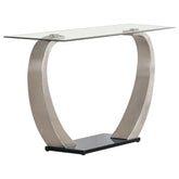 Best Furniture Outlet - Coaster - Pruitt Glass Top Metal Base Console Table Satin Silver - 701239
