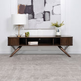 Best Furniture Outlet - Coaster - Valna Wood 71-inch TV Stand with Sliding Doors Walnut - 701713