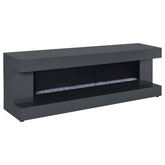 Best Furniture Outlet - Coaster - Mallory TV Stand Fireplace Console Bluetooth Speaker Grey High Gloss - 701823