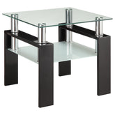 Best Furniture Outlet - Coaster - Dyer 1-shelf Square Glass Top Side End Table Black - 702287