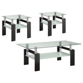 Best Furniture Outlet - Coaster - Dyer 3-piece Rectangular Coffee and End Table Set Black - 702288-S3