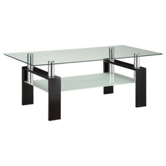 Best Furniture Outlet - Coaster - Dyer 1-shelf Rectangular Glass Top Coffee Table Black - 702288