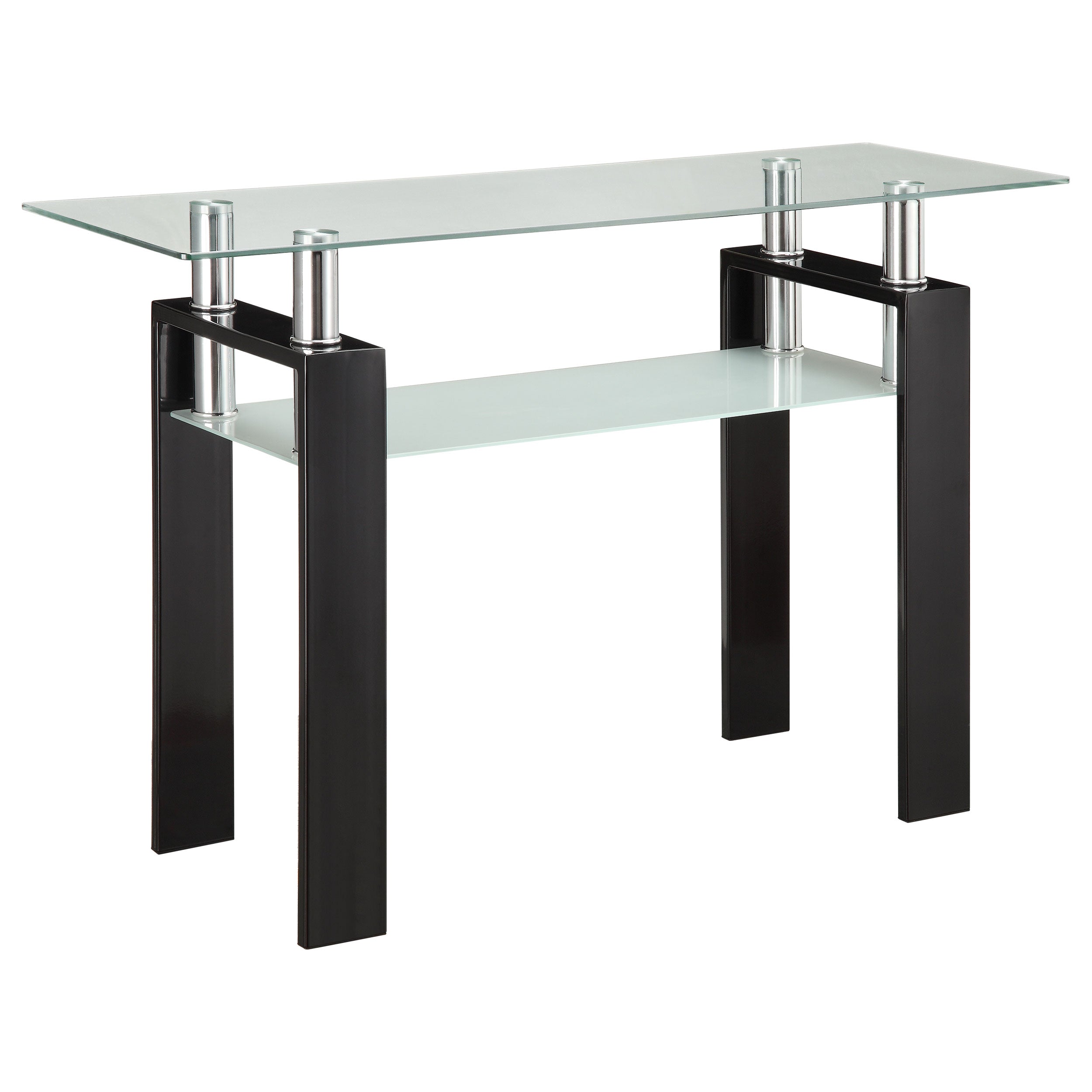 Best Furniture Outlet - Coaster - Dyer Rectangular Glass Top Entryway Sofa Console Table Black - 702289