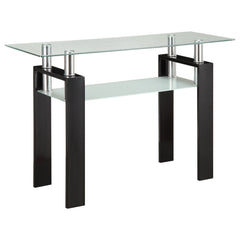 Best Furniture Outlet - Coaster - Dyer Rectangular Glass Top Entryway Sofa Console Table Black - 702289