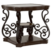 Best Furniture Outlet - Coaster - Laney 1-shelf Glass Top Square End Table Deep Merlot - 702447