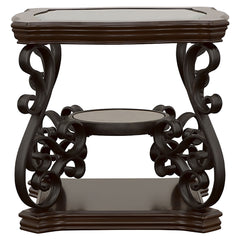 Laney 1-shelf Glass Top Square End Table Deep Merlot