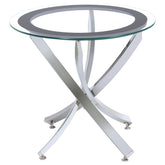Best Furniture Outlet - Coaster - Brooke Round Glass Top Side End Table Metal Base Chrome - 702587