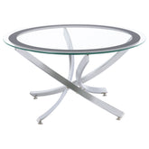 Best Furniture Outlet - Coaster - Brooke Round Glass Top Coffee Table Metal Base Chrome - 702588