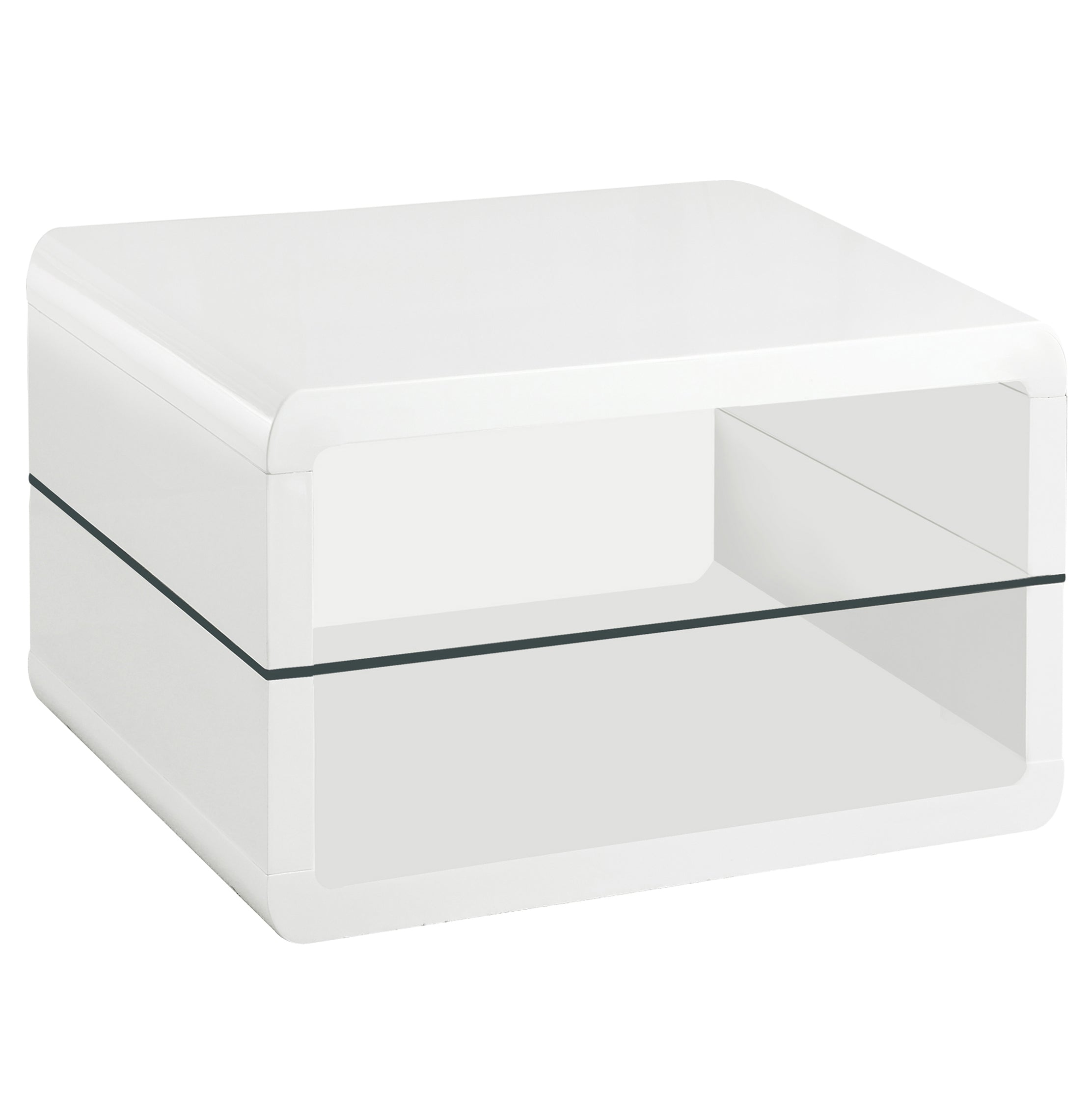 Best Furniture Outlet - Coaster - Elana 1-shelf Rectangular Side End Table White High Gloss - 703267