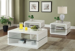 Best Furniture Outlet - Coaster - Elana 3-piece Coffee and End Table Set White High Gloss - 703268-S3
