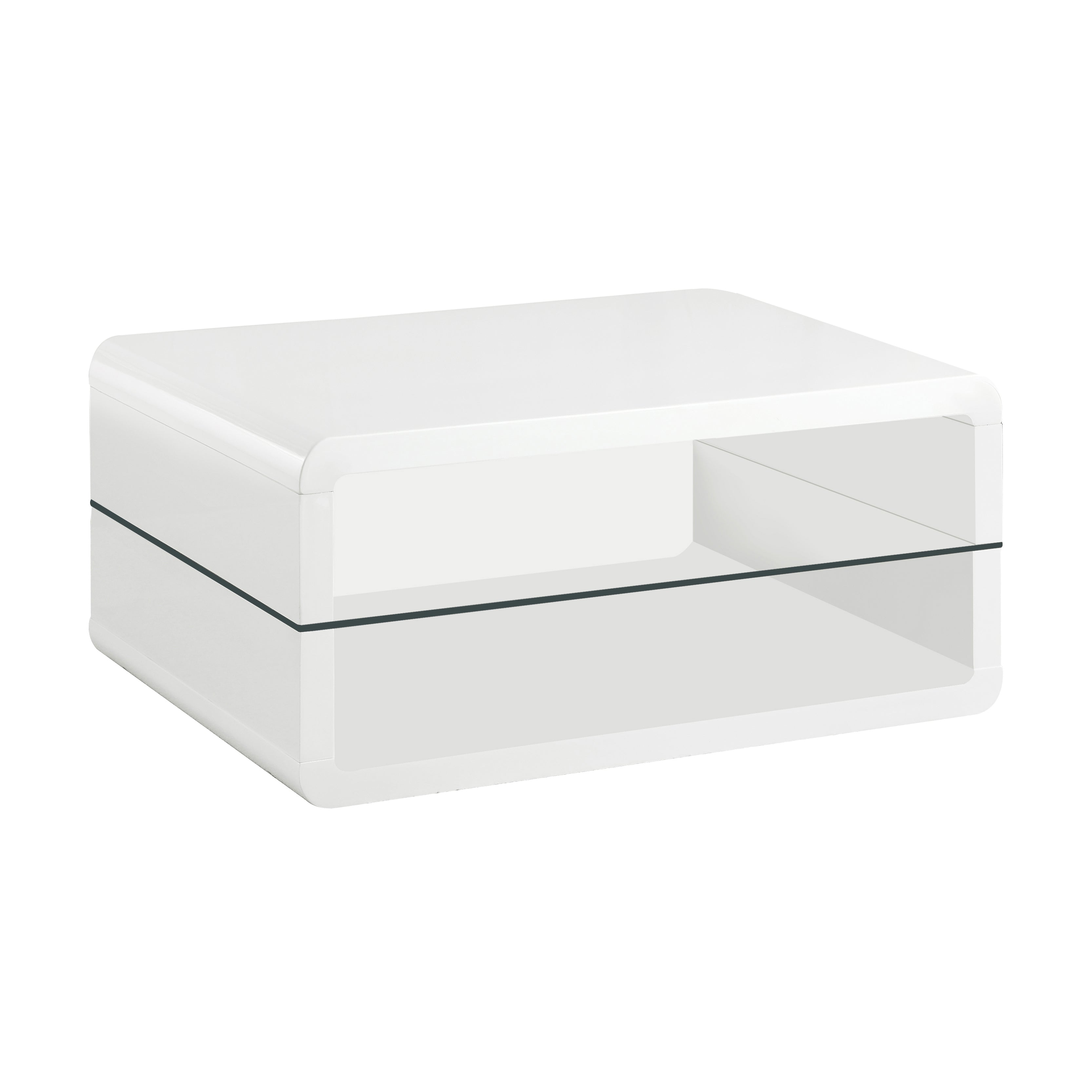 Best Furniture Outlet - Coaster - Elana 1-shelf Rectangular Coffee Table White High Gloss - 703268