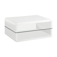 Best Furniture Outlet - Coaster - Elana 1-shelf Rectangular Coffee Table White High Gloss - 703268
