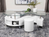 Best Furniture Outlet - Coaster - Buckley 3-piece Coffee Table and Stools Set White High Gloss - 703400