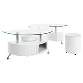 Best Furniture Outlet - Coaster - Buckley 3-piece Coffee Table and Stools Set White High Gloss - 703400