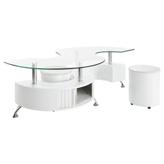 Best Furniture Outlet - Coaster - Buckley 3-piece Coffee Table and Stools Set White High Gloss - 703400