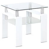 Best Furniture Outlet - Coaster - Dyer 1-shelf Square Glass Top Side End Table White - 703437