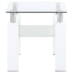 Dyer 1-shelf Square Glass Top Side End Table White