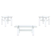 Best Furniture Outlet - Coaster - Dyer 3-piece Rectangular Coffee and End Table Set White - 703438-S3