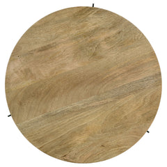 Pilar Round Solid Wood Top Coffee Table Natural and Black