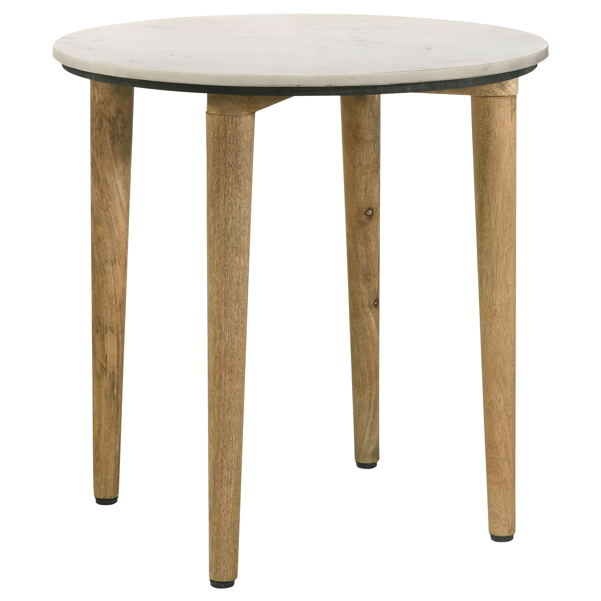 Best Furniture Outlet - Coaster - Aldis Round Marble Top Side End Table White and Natural - 703717