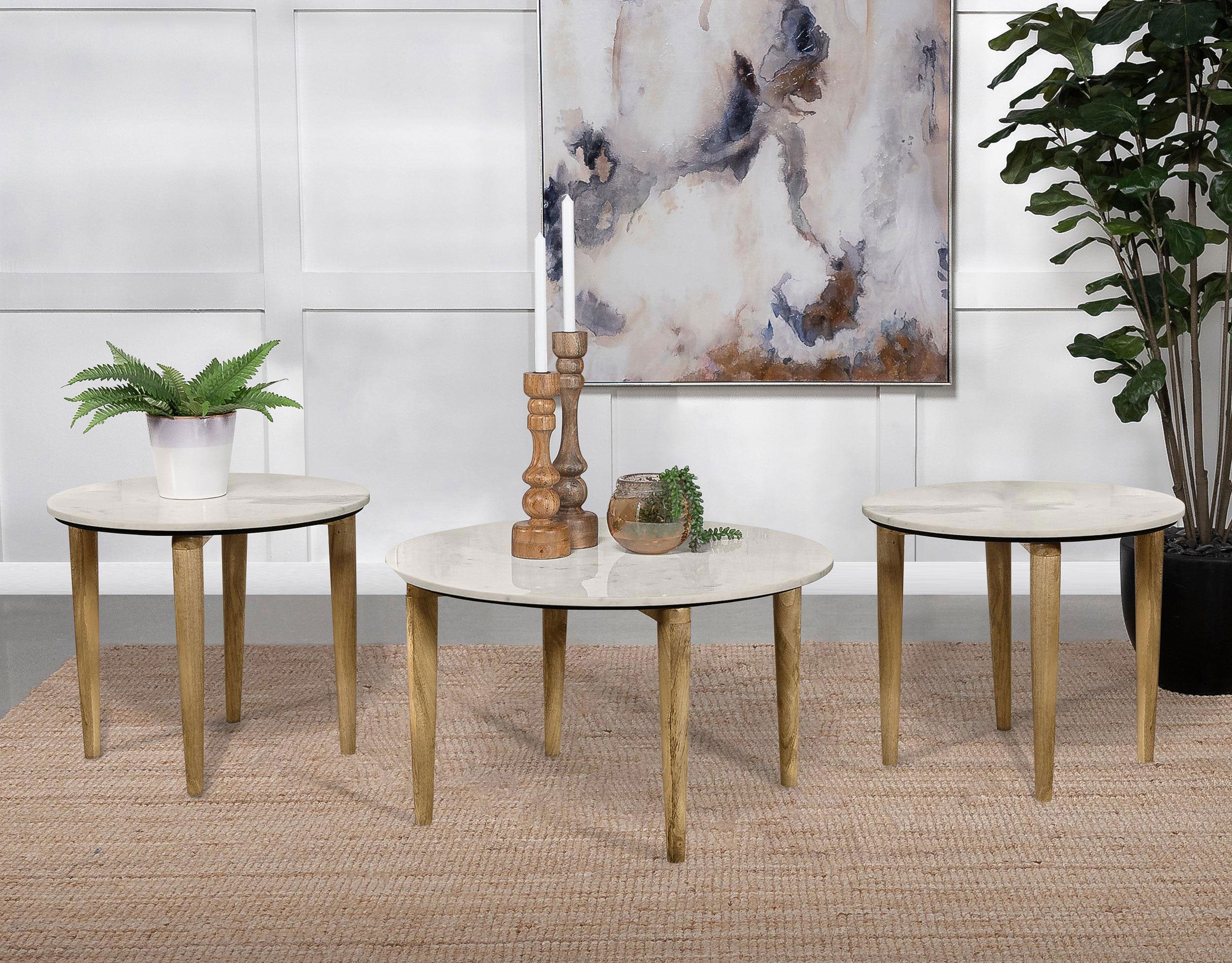 Best Furniture Outlet - Coaster - Aldis 3-piece Coffee and End Table Set White - 703718-S3