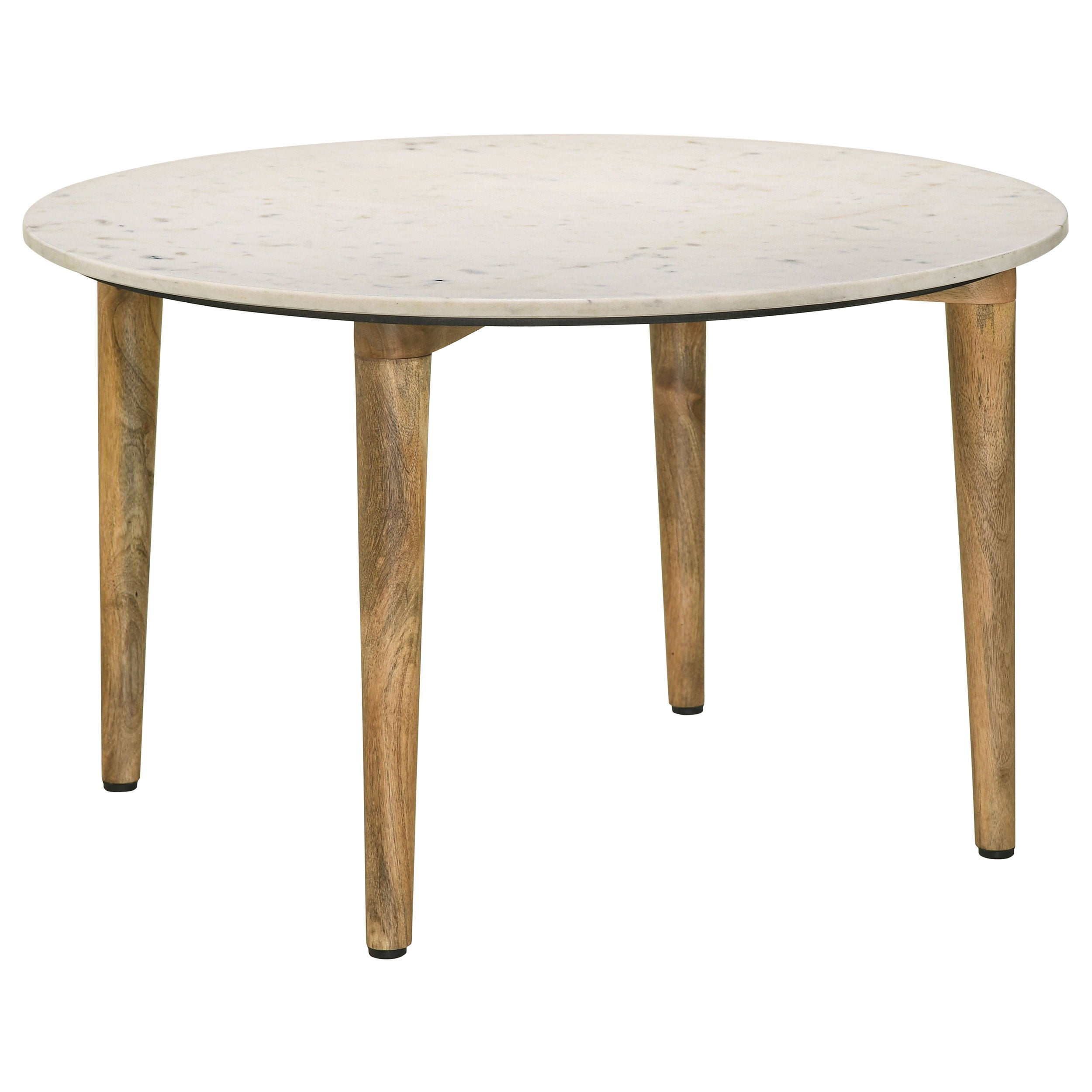 Best Furniture Outlet - Coaster - Aldis Round Marble Top Coffee Table White and Natural - 703718