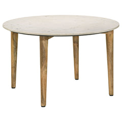 Best Furniture Outlet - Coaster - Aldis Round Marble Top Coffee Table White and Natural - 703718