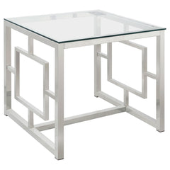 Best Furniture Outlet - Coaster - Merced Square Glass Top Side End Table Nickel - 703737