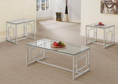 Best Furniture Outlet - Coaster - Merced 3-piece Rectangular Coffee and End Table Set Nickel - 703738-S3