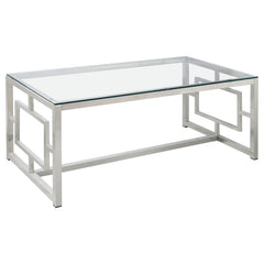 Best Furniture Outlet - Coaster - Merced Rectangular Glass Top Coffee Table Nickel - 703738