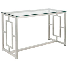Best Furniture Outlet - Coaster - Merced Glass Top Metal Entryway Sofa Console Table Nickel - 703739