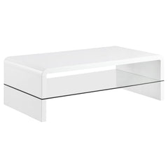 Best Furniture Outlet - Coaster - Airell Rectangular Coffee Table with Shelf White High Gloss - 703798