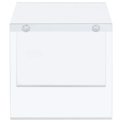 Opal Square Glass Frame Side End Table White High Gloss
