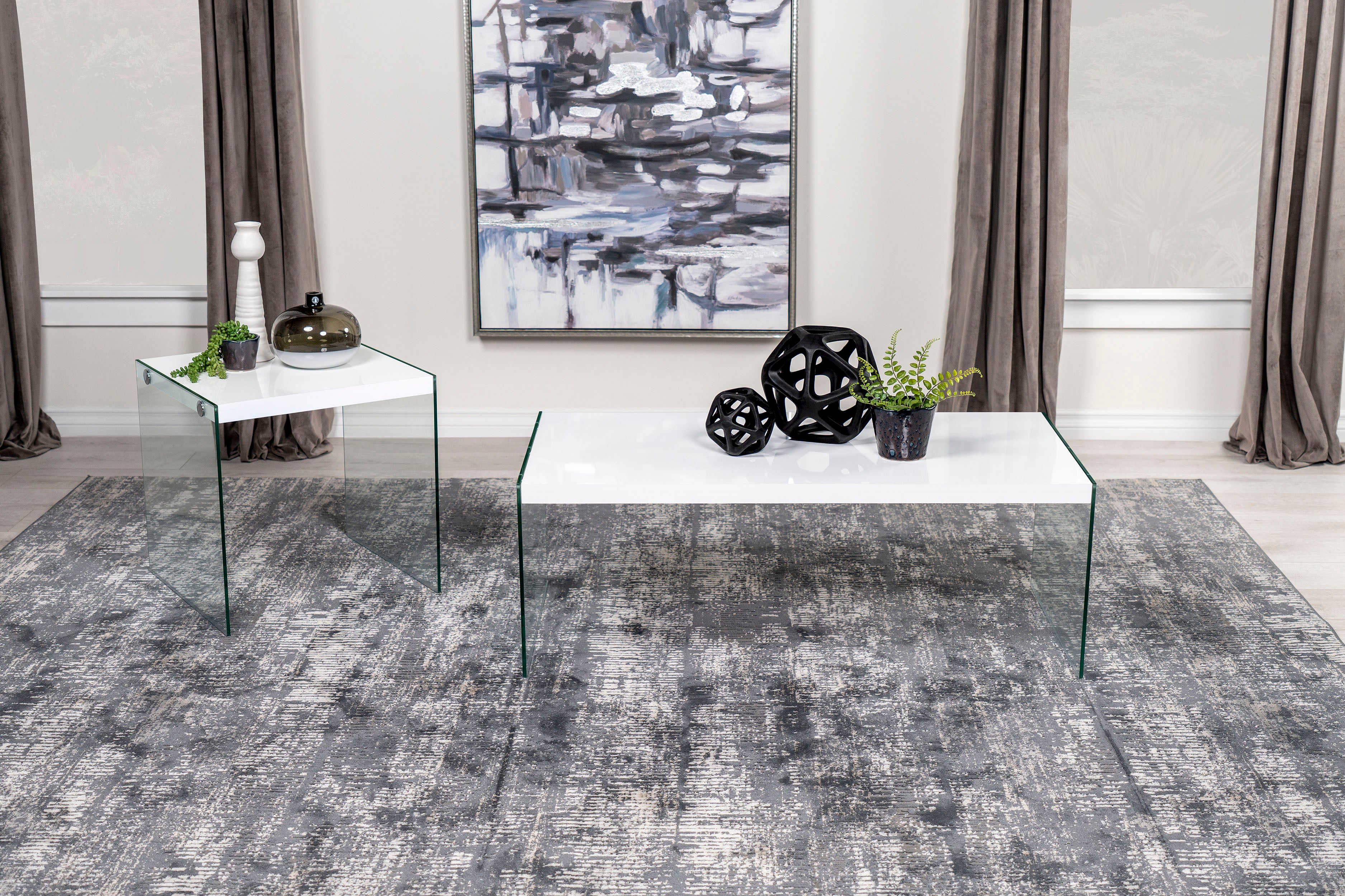 Best Furniture Outlet - Coaster - Opal 2-piece Coffee and End Table Set White High Gloss - 704148-S2