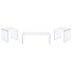 Opal 3-piece Coffee and End Table Set White High Gloss