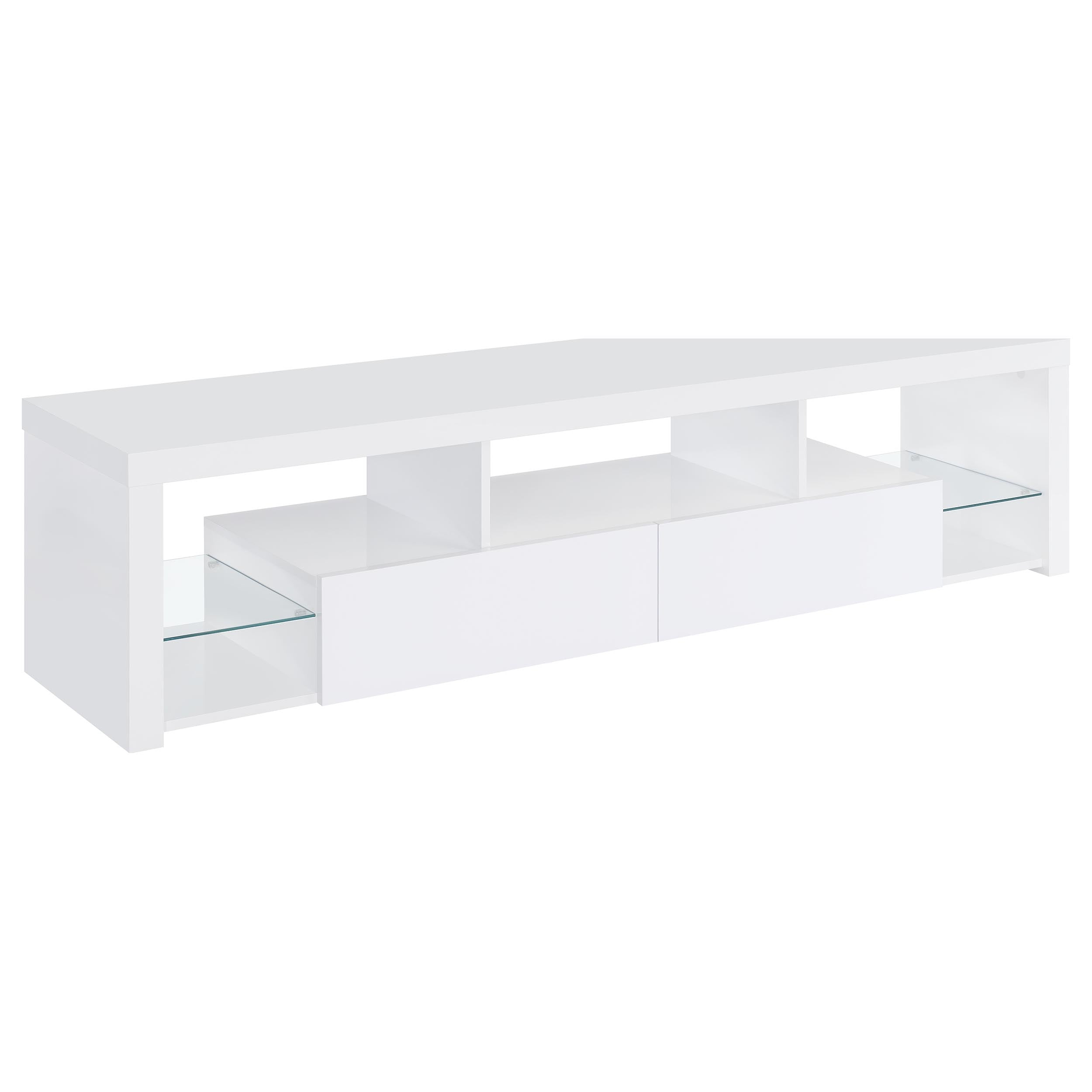 Best Furniture Outlet - Coaster - Jude 2-drawer Engineered Wood 71-inch TV Stand High Gloss White - 704251