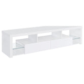 Best Furniture Outlet - Coaster - Jude 2-drawer Engineered Wood 71-inch TV Stand High Gloss White - 704251