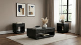 Best Furniture Outlet - Coaster - Leandro 3-piece Wood Coffee and End Table Set Burnished Black - 704638-S3