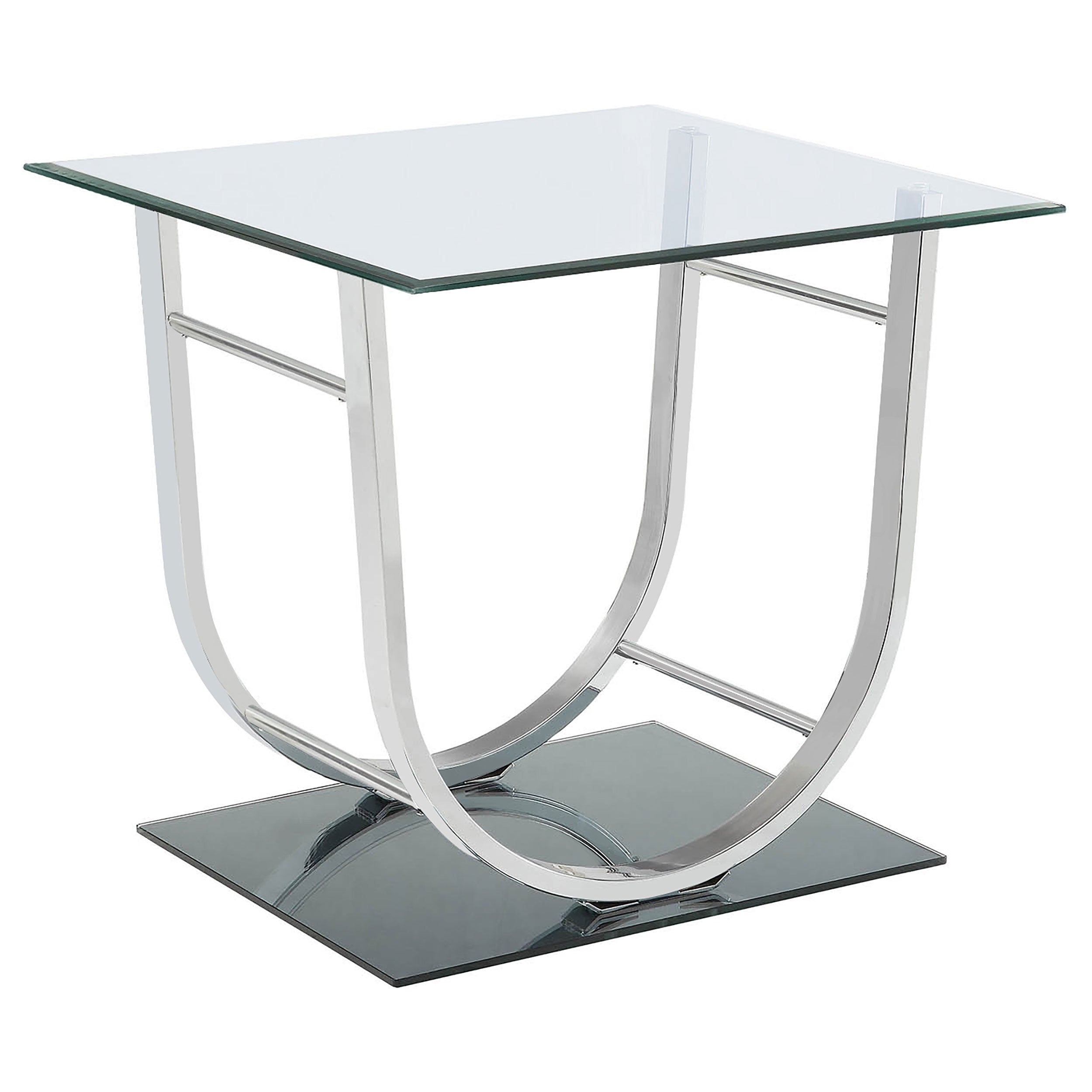 Best Furniture Outlet - Coaster - Danville Square U-Shaped Glass Top Side End Table Chrome - 704987